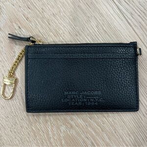 Marc Jacobs Black Leather Mini Wallet with Gold Detail